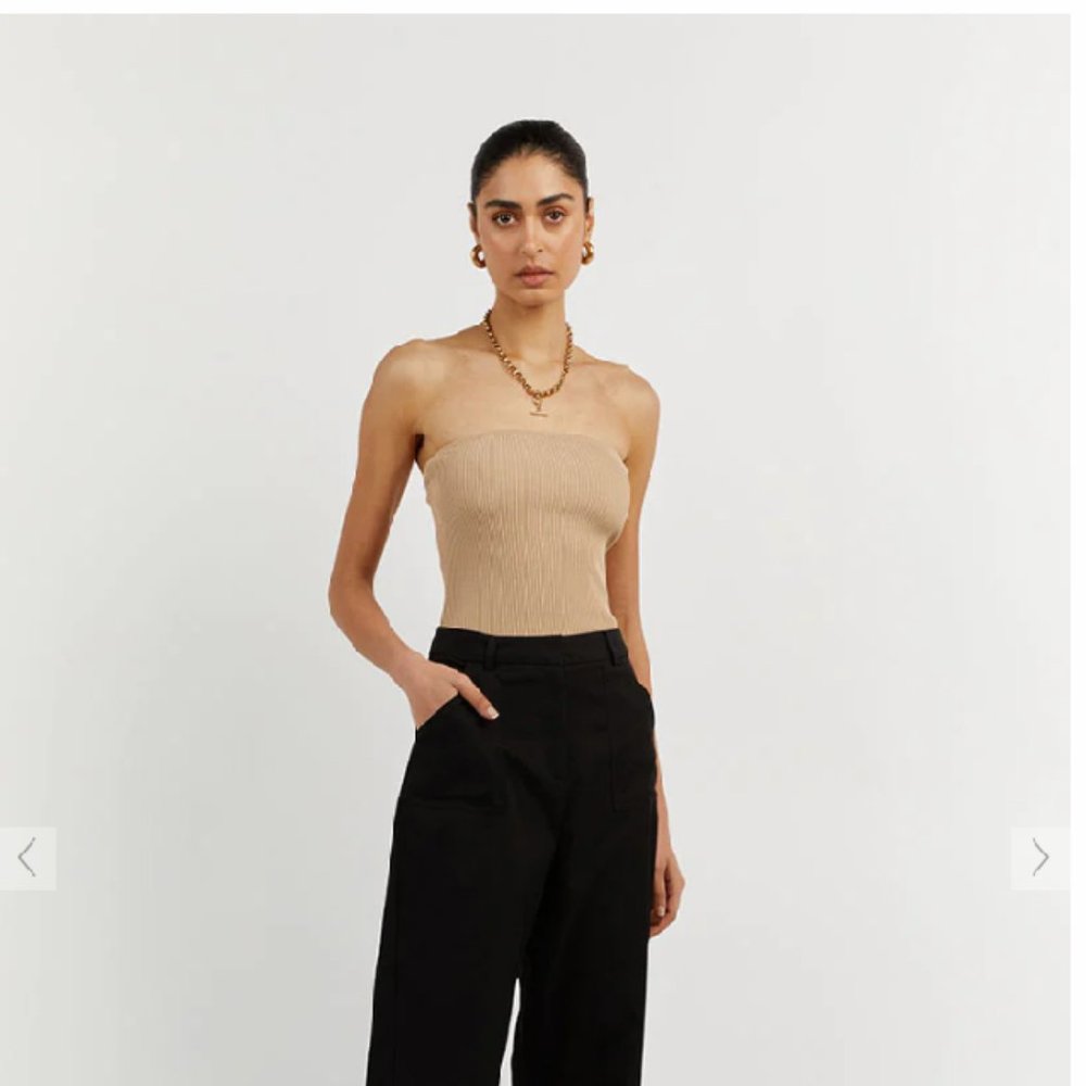 DISSH GOMEZ WHEAT STRAPLESS KNIT TOP in size S I NWT